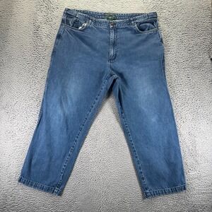 Scandia Woods Adjust-A-Band Jeans Mens 42x28 Blue Cotton Straight Leg Workwear